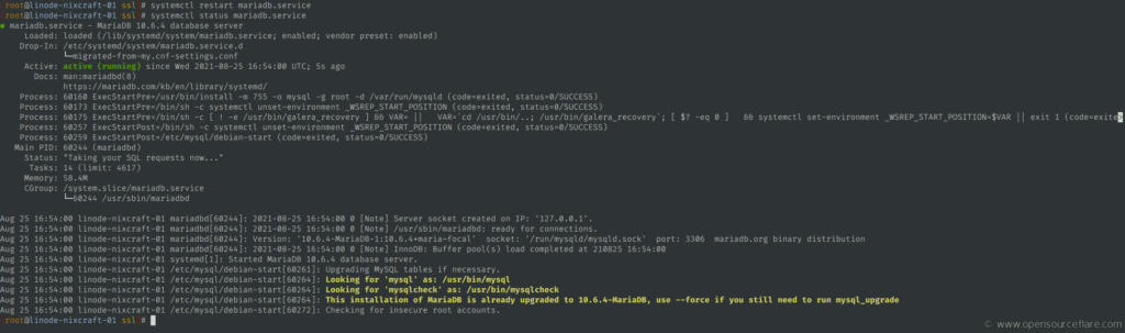 Restart the MariaDB service