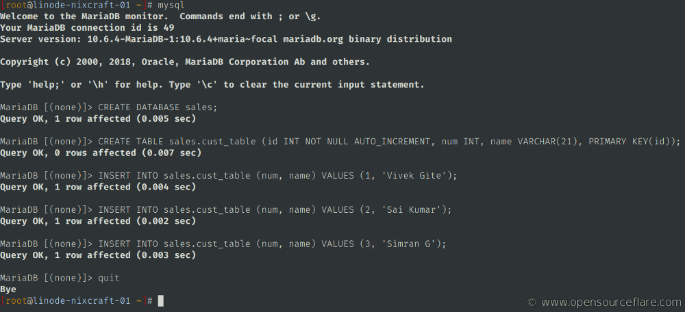 Testing Replication - Creating DB and tables