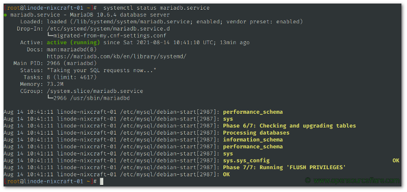 systemctl status mariadb.service